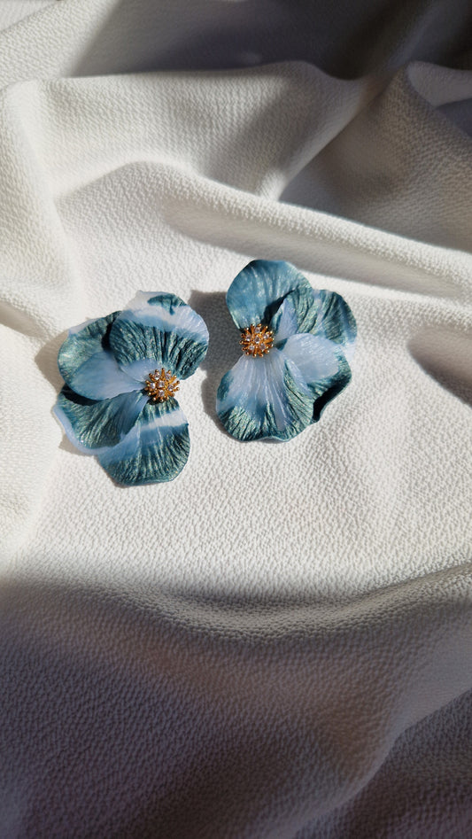 Media Flor Jaspeada Azul