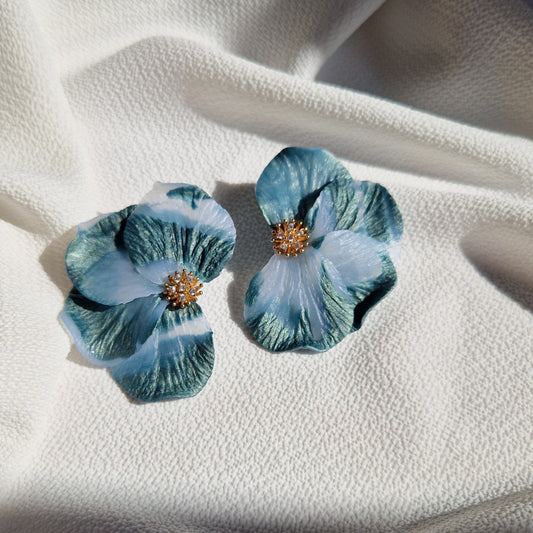 Media Flor Jaspeada Azul