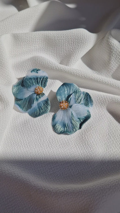 Media Flor Jaspeada Azul